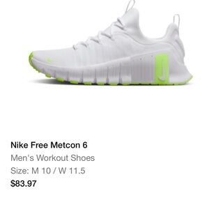 Nike Free Metcon 6 White and Neon Green Shoes